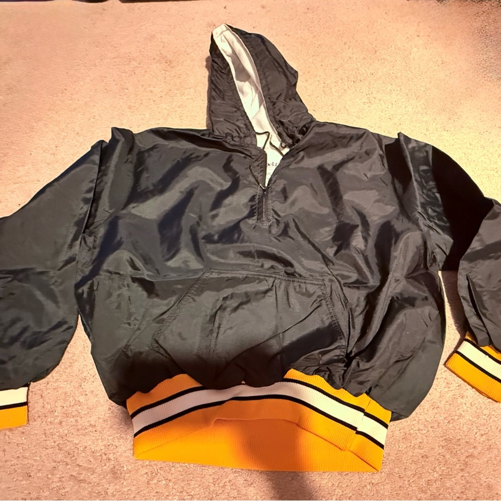 Bruins/Penguins/Steelers Nylon School Pullover Jacket- DeLong- L